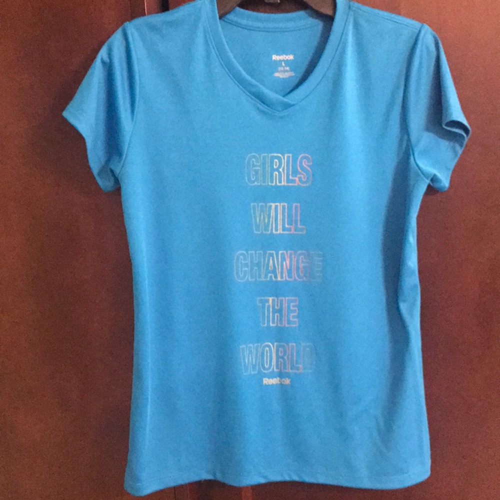 Reebok Blue Girls Will Change The World Short Sleeve Tee